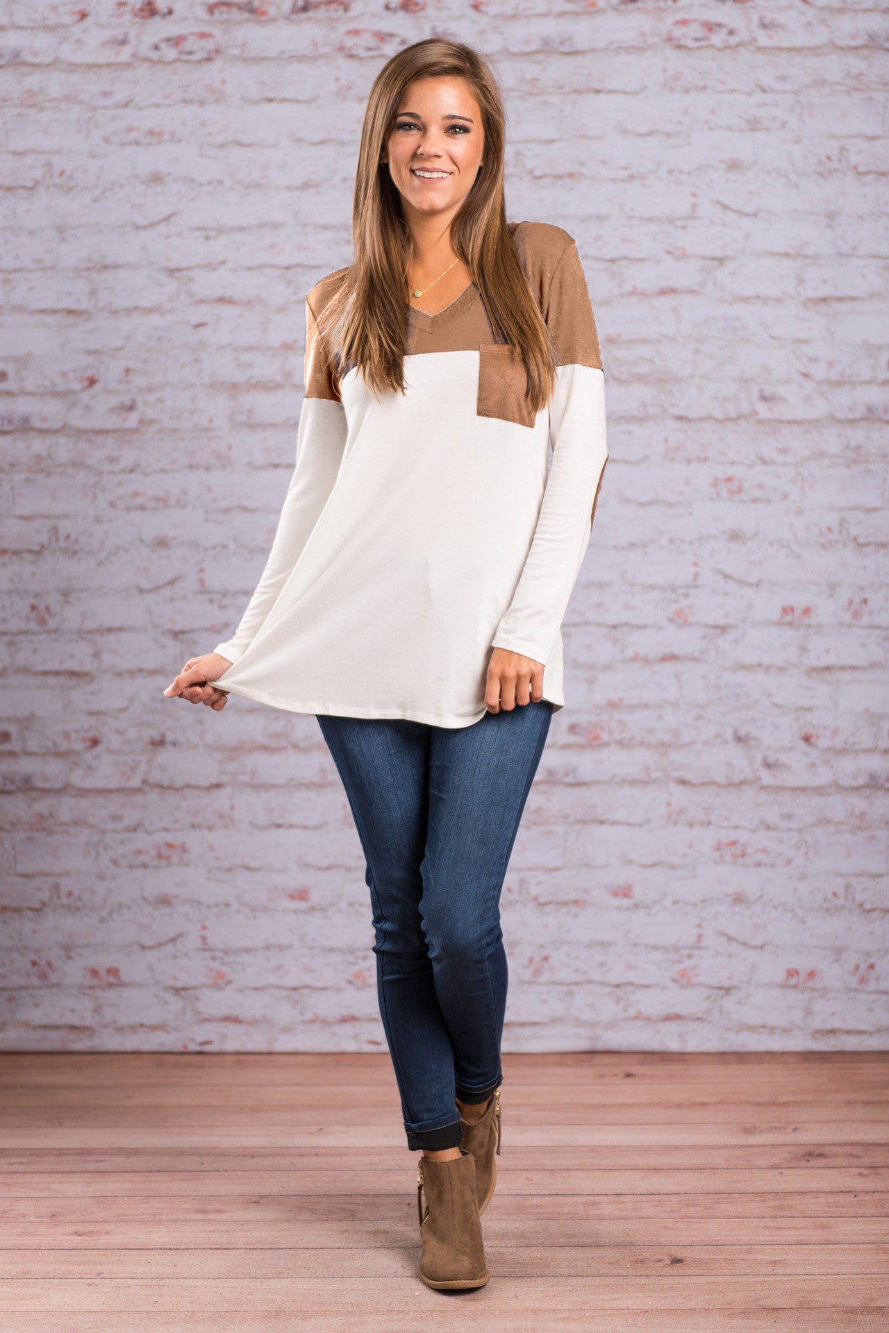 Fashion Contrast Color Long-Sleeve Round Neck Blouse - Oh Yours Fashion - 7