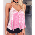 Sexy Adjustable Spaghetti Strap Velvet Backless Vest Blouse - Oh Yours Fashion - 3