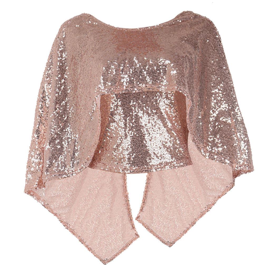 Sexy Sequins Capelet Backless Club Blouse