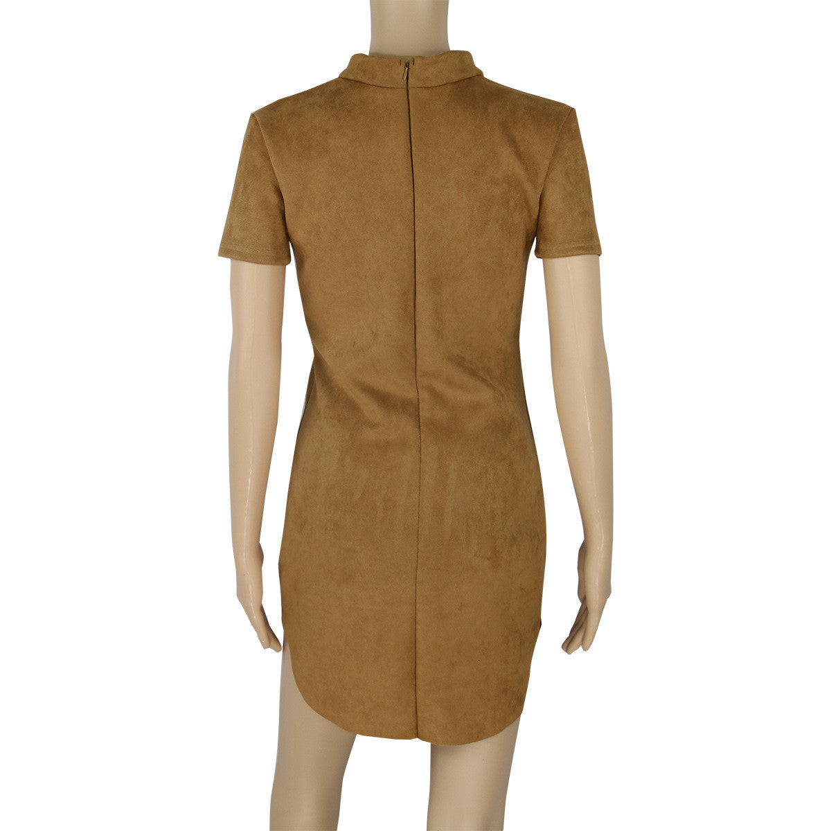Fashion Suede Short Sleeve Irregular Bodycon Short Dress - Oh Yours Fashion - 9