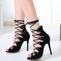 Lace Up Peep Toe Stiletto High Heels Short Boot Sandals