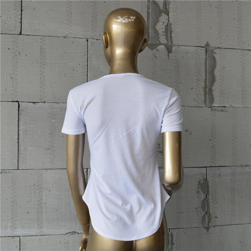 Scoop Heel Print Irregular Short Sleeves Regular T-shirt