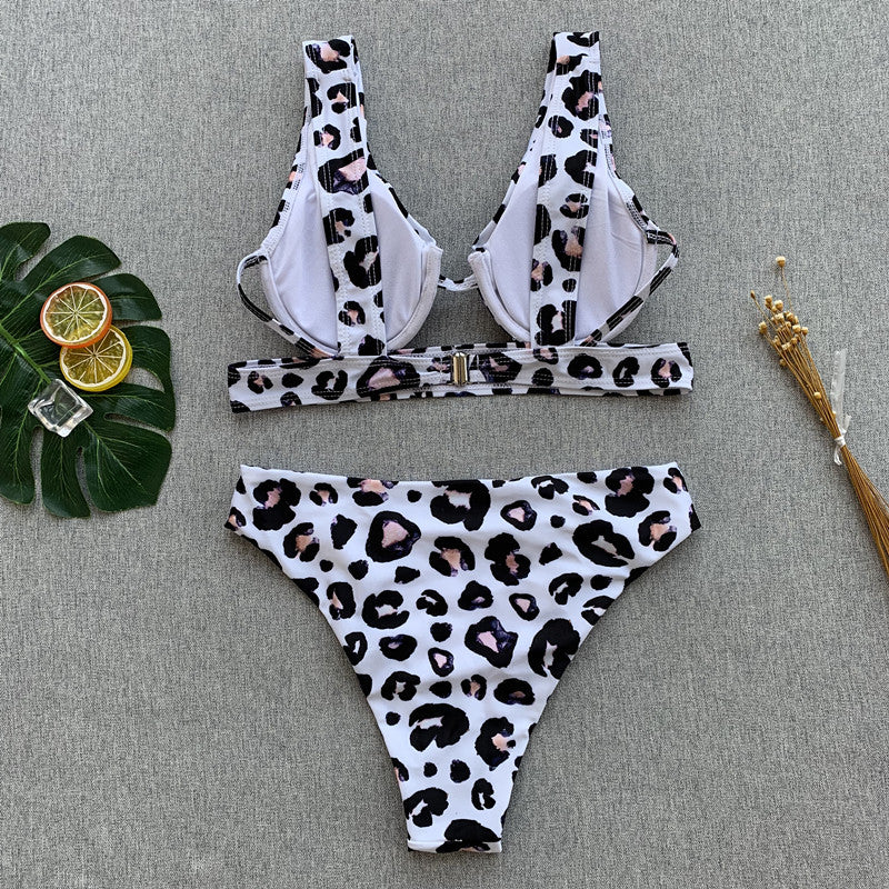 Leopard Fleabag Mid Rise Thong Bottom Bikinis