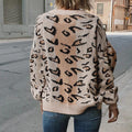 V Neck Colorblock Leopard Sweater