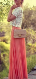 Pure Color Chiffon Pleated Big Long Skirt - Oh Yours Fashion - 8