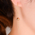 Simple Geometric Copper Pearl Tassel Earrings - Oh Yours Fashion - 3