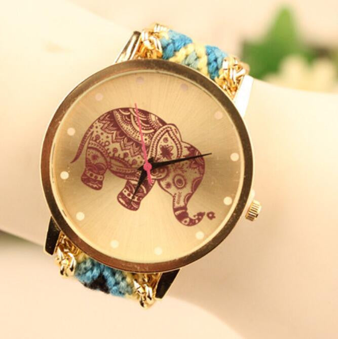 Wool Knitting Strap Elephant Print Watch - Oh Yours Fashion - 1