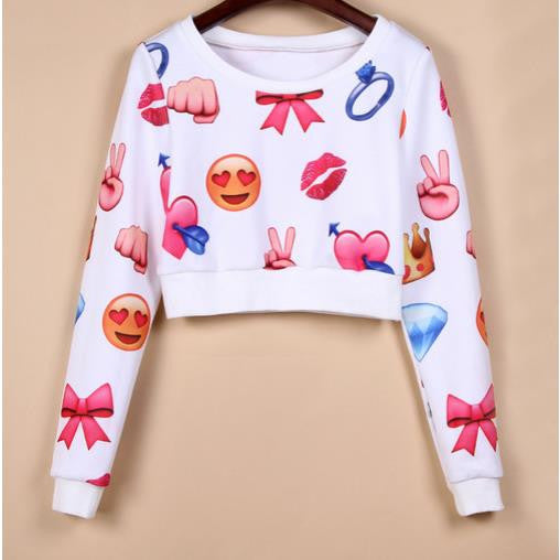 3D Flower Print Scoop Long Sleeves Fashion Sweatshirt - Oh Yours Fashion - 1
