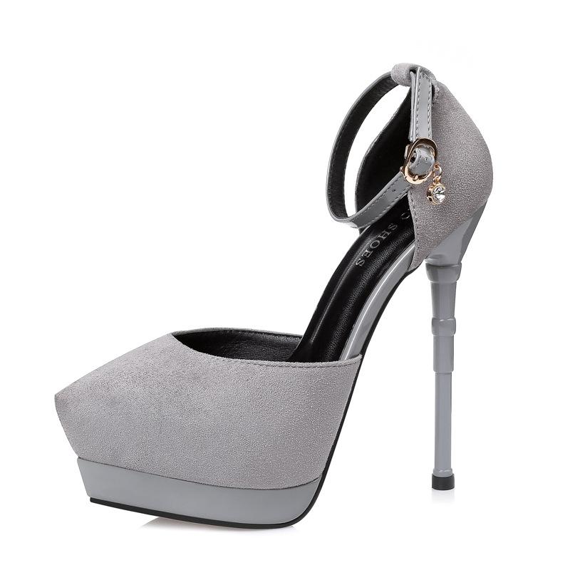 Pointed Toe Low Cut Platform Ankle Wrap Stiletto High Heels