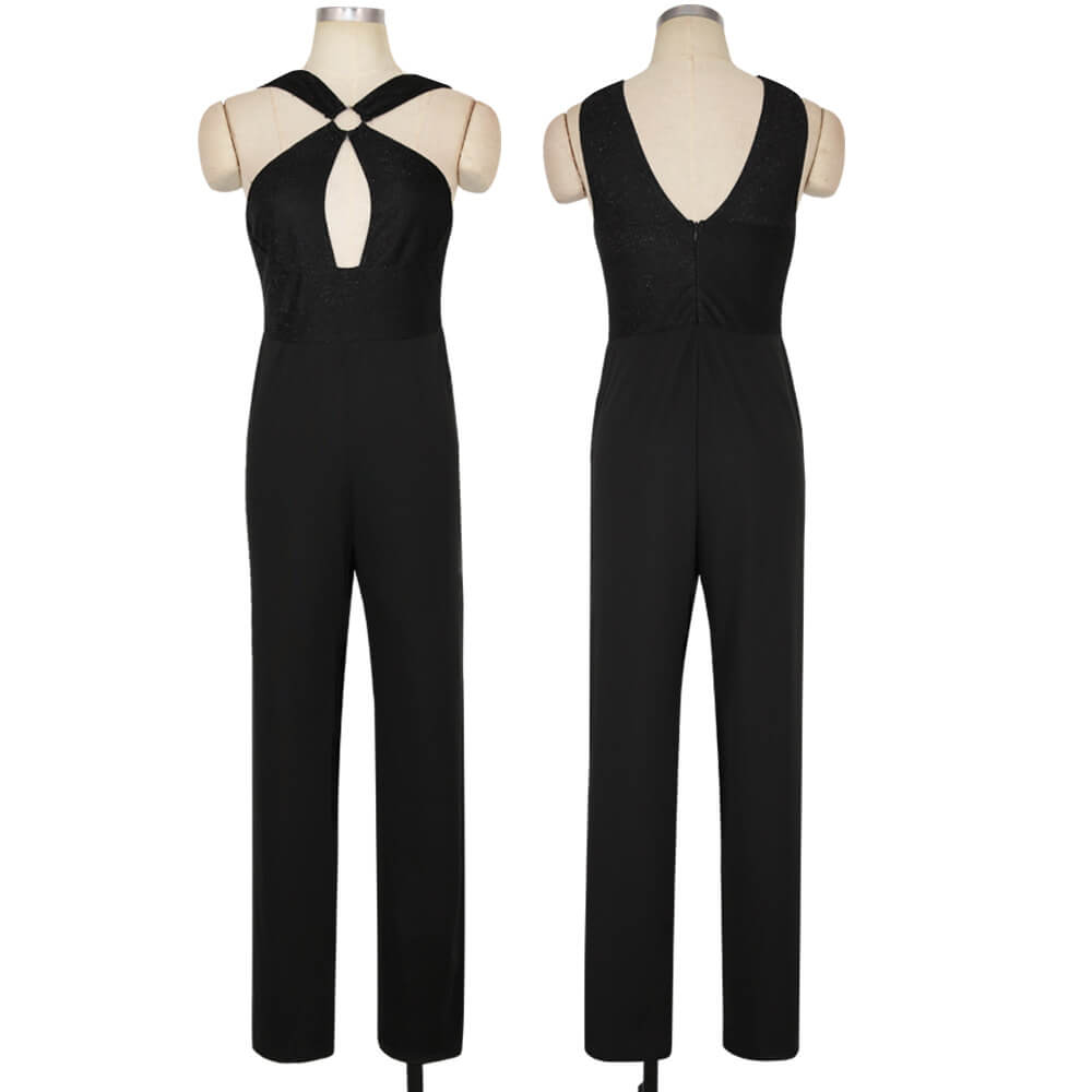 Cut Out Black Sleeveless Jumpsuit
