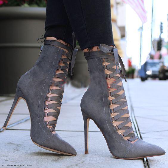 Straps Lace UP Pointed Toe Super Stiletto High Heels