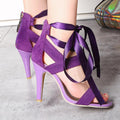 Open Toe Ankle Straps Lace Stiletto High Heels Sandals
