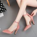 Simple Low Cut Ankle Wrap Stiletto High Heels Party Shoes