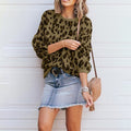 Dolman Sleeve Round Neck Patterned Loose Cropped Sweater
