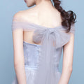 Off Shoulder Tulle Pleated High Waist Short Party Bridesmaid Dress