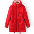 High Neck Solid Color Pockets Women Oversized Winter Warm Coat