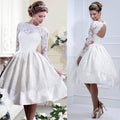 Pure Color Puff Mermaid Lace Pleated Knee-length Dress