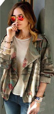 Bat-wing Sleeves Camouflage Casual Flower Print Long Sleeves Short Coat - OhYoursFashion - 1