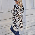 Leopard Pockets Knit Oversized Cardigan Sweater