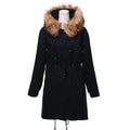 Faux Fur Collar Drawstring Pockets Women Loose Oversized Coat