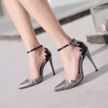 Color Block Pointed Tod Low Cut Ankle Wrap Stiletto High Heels Party Shoes