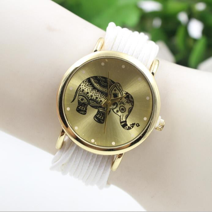Elephant Print Multilayer Leather Watch - Oh Yours Fashion - 10