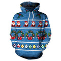 Color Santa Claus Gifts Print Women Drawstring Christmas Party Hoodie