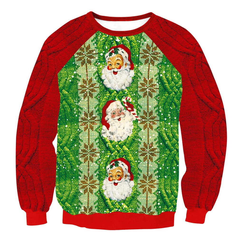 Patchwork Santa Claus Print Women Christmas Party Sweatshirt