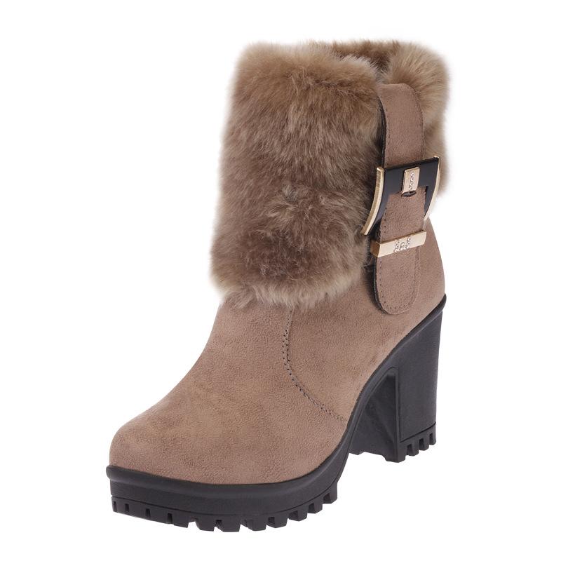 Suede Pure Color Chunky Heel Round Toe Short Boots