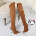 Suede Pointed Toe Stiletto High Heels Over the Knee Boots