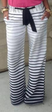 Drawstring Striped Wide Legs Casual Sport Pants - Oh Yours Fashion - 1