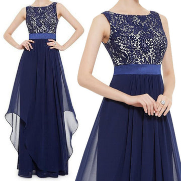 Beautiful Chiffon Stitching Lace Sleeveless Party Long Dress - Oh Yours Fashion - 1
