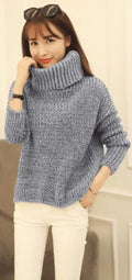 High Neck Knitting Irregular Hem Sweater - Oh Yours Fashion - 3