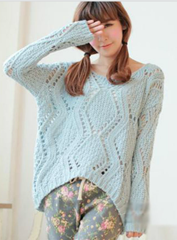 Asymmetric Pullover Crochet Loose Solid Short Sweater - Oh Yours Fashion - 2