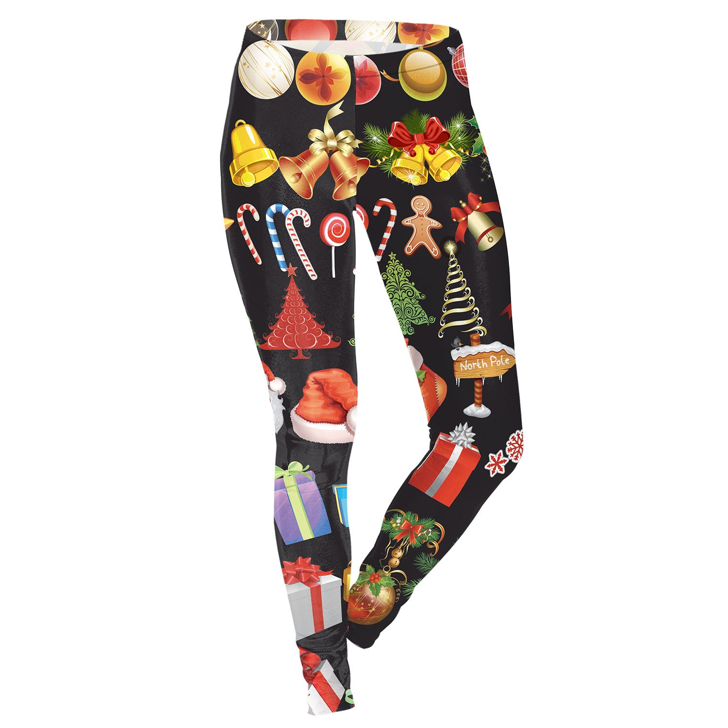 Colorful Digital Print Medium Waist Women Christmas Party Leggings Pants