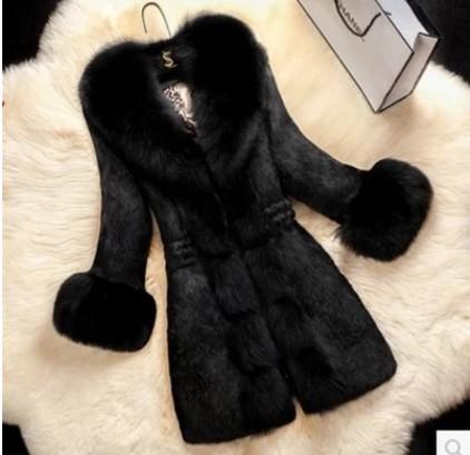 Solid Color Faux Fur Collar Oversized Women Teddy Coat