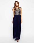Plus Size Embroidered Sleeveless Chiffon Backless Long Party Dress - Oh Yours Fashion - 6