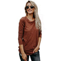 Slim Scoop Pure Color Long Sleeves Cotton T-shirt