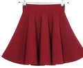 Candy Color Stretch Skater Flared Pleated Mini Skirt - OhYoursFashion - 16