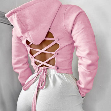 Open back Lace Up Hoodie