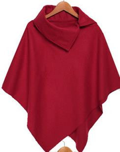 Irregular Hem High Neck Loose Cloak Shawl Coat - Oh Yours Fashion - 5