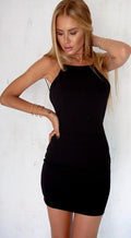Sexy Pure Color Backless Short Bodycon Little Black Dress - Oh Yours Fashion - 2