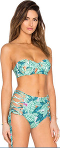 Sexy Strapless Floral Print Two Pieces Swimwear Bikini - Oh Yours Fashion - 1