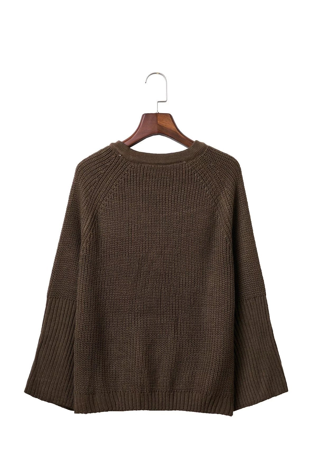Irregular V-neck Pure Color Long Sleeves Straps Loose Sweater