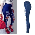 Ripped Beggar Street Straight Elastic Slim Plus Size Jeans - OhYoursFashion - 4