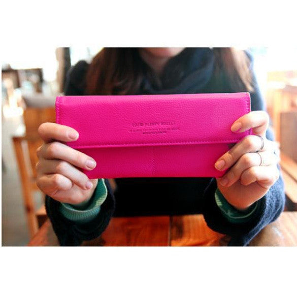HOT Women Long Purse Wallet Checkbook Wallet Stylish Button Wallet four Colors - Oh Yours Fashion - 3