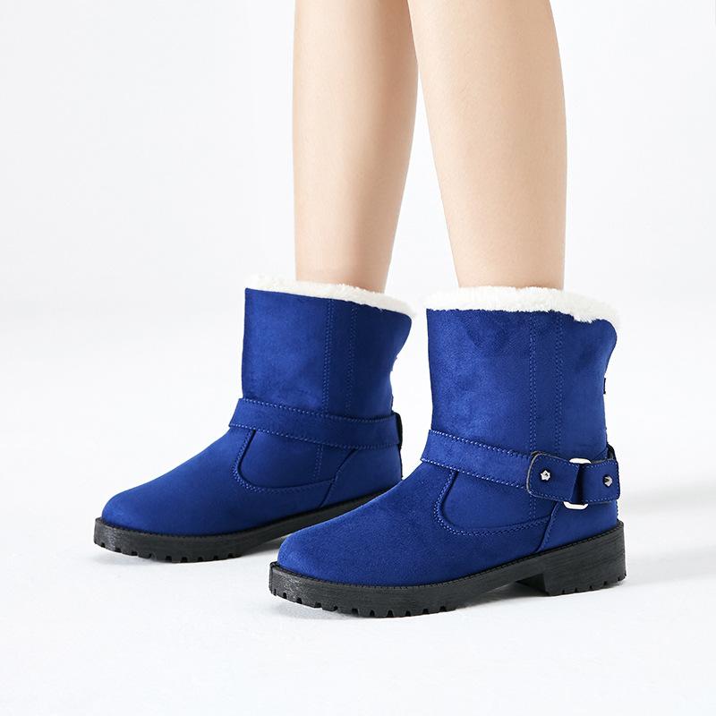 Hasp Strap Round Toe Velvet Thick Flat Warm Short Snow Boots