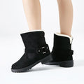 Hasp Strap Round Toe Velvet Thick Flat Warm Short Snow Boots