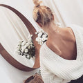Two Side Wearable V-neck Loose Regular Solid Color Sweaters