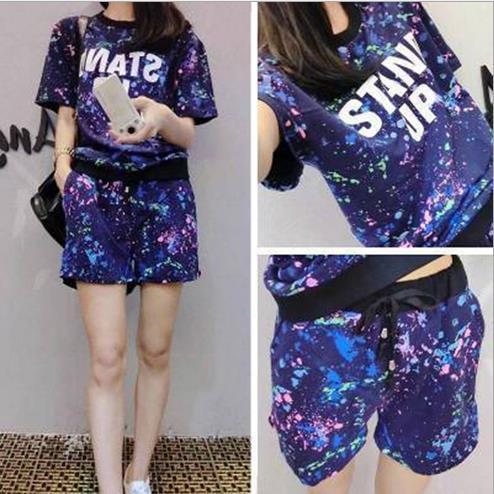 Flower Print Plus Size T-shirt with Shorts Casual Sport Suits - OhYoursFashion - 1